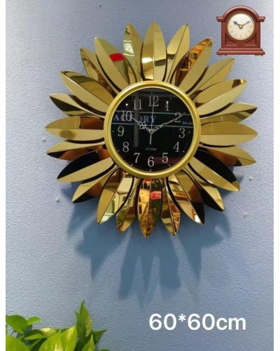Настенные часы Подсолнух 6240_leatherclock60, золотистый, 60x60 см
