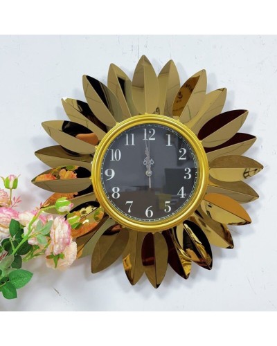 Настенные часы Подсолнух 6240_leatherclock60, золотистый, 60x60 см