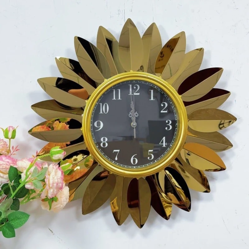 Настенные часы Подсолнух 6240_leatherclock60, золотистый, 60x60 см