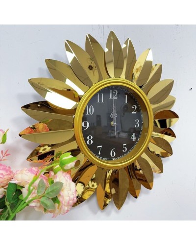 Настенные часы Подсолнух 6240_leatherclock60, золотистый, 60x60 см