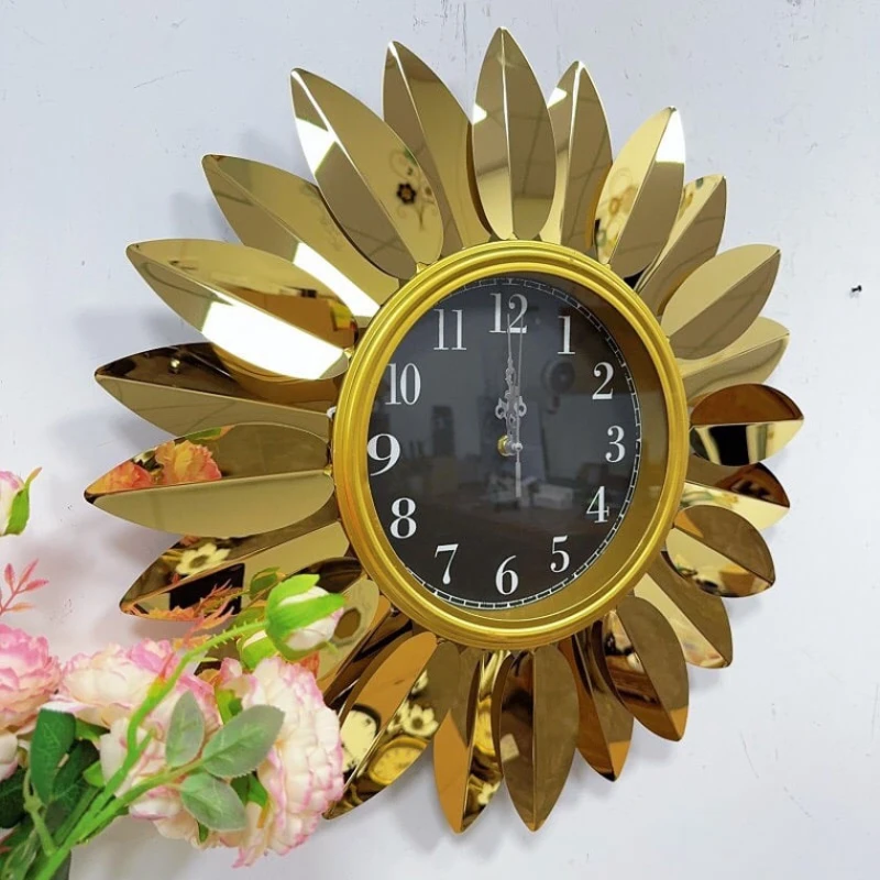 Настенные часы Подсолнух 6240_leatherclock60, золотистый, 60x60 см