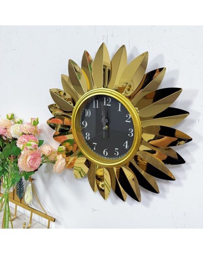 Настенные часы Подсолнух 6240_leatherclock60, золотистый, 60x60 см