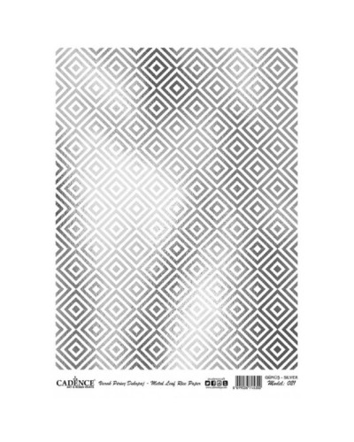Dekupaj üçün düyü kağızı Cadence Metal Leaf Rice Paper Background Silver 021