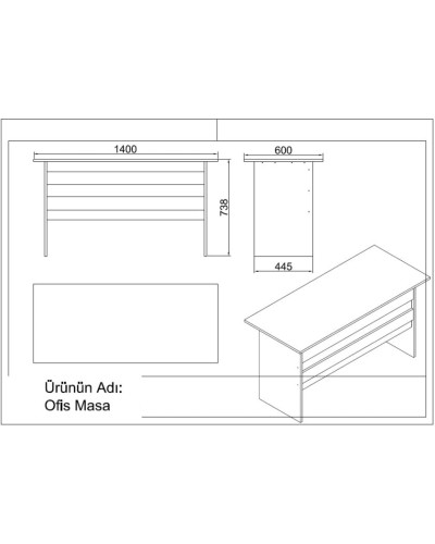 Kompüter masası Ev Plus 12116059, LDSP, 140x60x73 sm