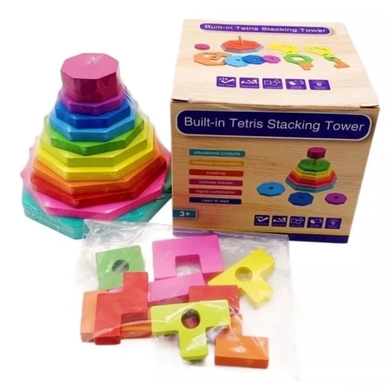 Пирамидка Tetris Stacking Tower, дерево, 3+ лет