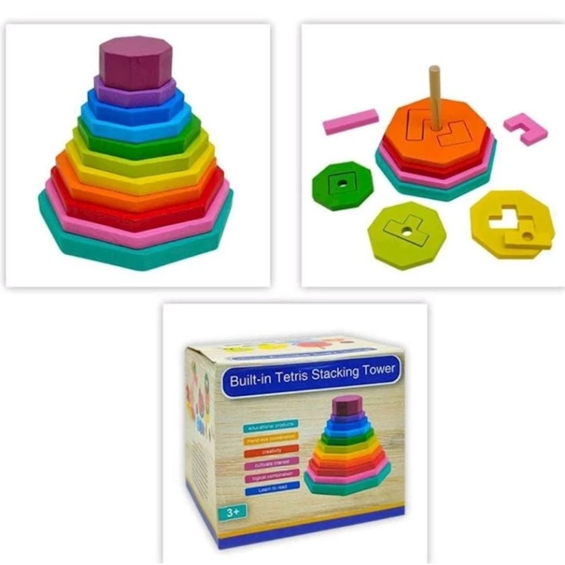 Пирамидка Tetris Stacking Tower, дерево, 3+ лет