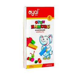 Пластилин нелипкий Oyal Plus, 6 шт, разноцветные, 82x151x16 мм, 120 г, картонная коробка, 3+ лет