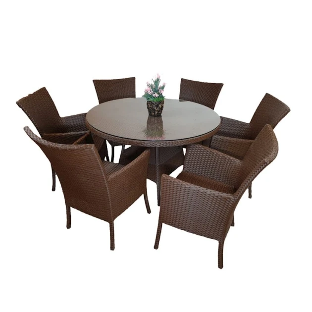 Комплект садовой мебели Zili Rattan Rim, на 6 человек, коричневый; размер стола: диаметр: 120 см, высота: 75 см; размер кресла: ширина 58 см, высота 90 см Комплект садовой мебели Zili Rattan Rim, на 6 человек, коричневый; размер стола: диаметр: 120 см, высота: 75 см; размер кресла: ширина 58 см, высота 90 см