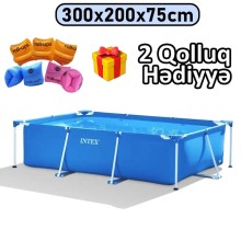 Hovuz Intex 3834TX28272Q2, karkas, həcm 3834 l, mavi, 300x200x75 sm, düzbucaq - 3834TX28272Q2