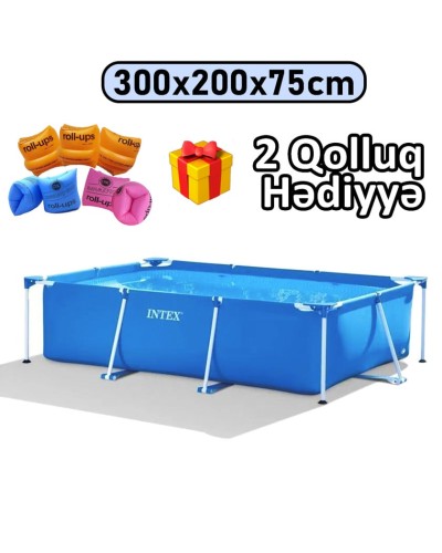 Hovuz Intex 3834TX28272Q2, karkas, həcm 3834 l, mavi, 300x200x75 sm, düzbucaq - 3834TX28272Q2