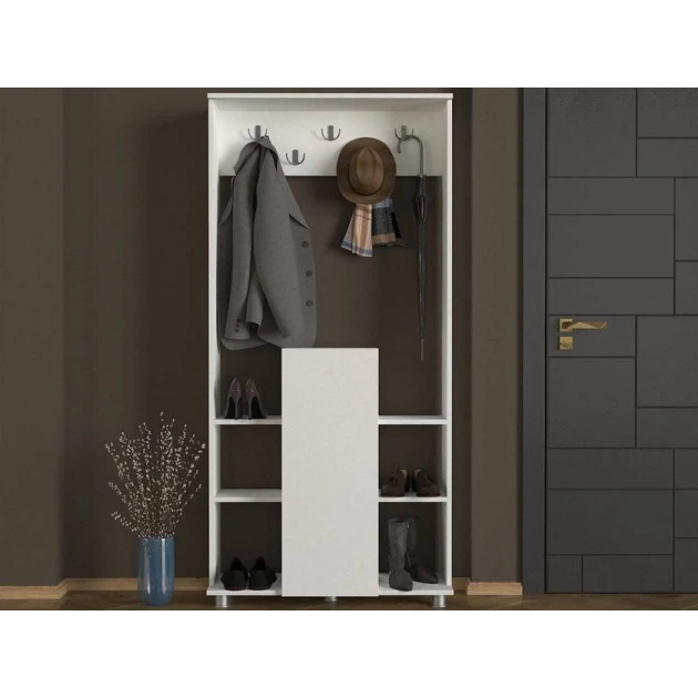 Напольная вешалка Ev Plus ev_13111206, ЛДСП, белая, 1900x900x310 мм Напольная вешалка Ev Plus ev_13111206, ЛДСП, белая, 1900x900x310 мм