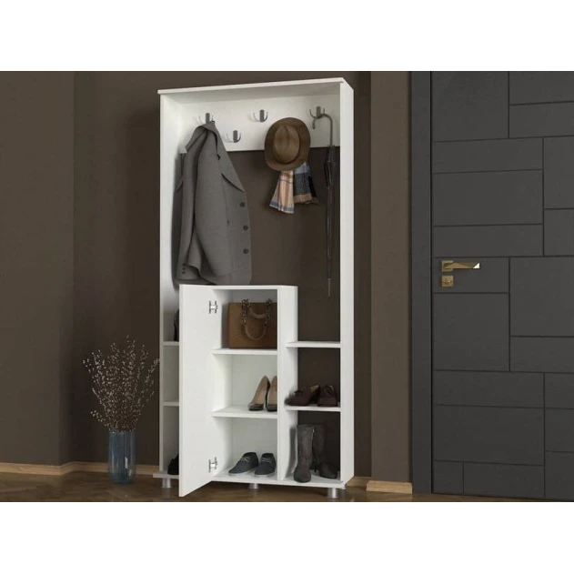 Напольная вешалка Ev Plus ev_13111206, ЛДСП, белая, 1900x900x310 мм Напольная вешалка Ev Plus ev_13111206, ЛДСП, белая, 1900x900x310 мм