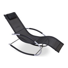 Şezlonq-kreslo Garden Point, 145x63x90 sm, metal/parça, qara