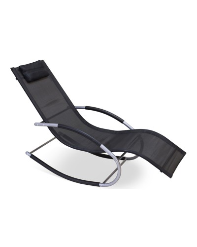 Şezlonq-kreslo Garden Point, 145x63x90 sm, metal/parça, qara