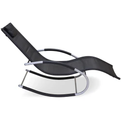 Кресло-шезлонг Garden Point, 145x63x90 см, металл/текстиль, черное Кресло-шезлонг Garden Point, 145x63x90 см, металл/текстиль, черное