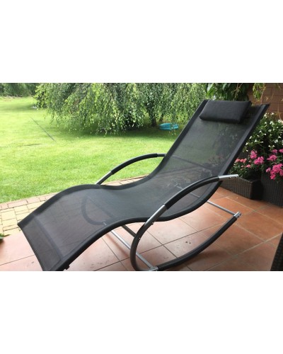 Şezlonq-kreslo Garden Point, 145x63x90 sm, metal/parça, qara