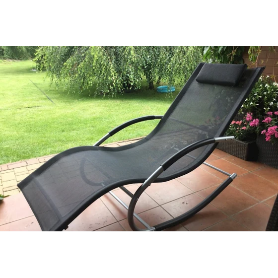 Кресло-шезлонг Garden Point, 145x63x90 см, металл/текстиль, черное Кресло-шезлонг Garden Point, 145x63x90 см, металл/текстиль, черное