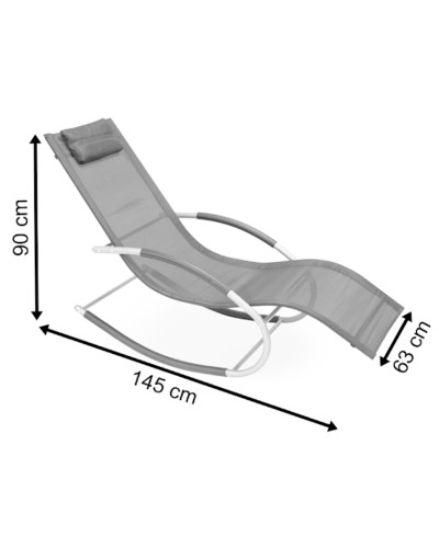 Şezlonq-kreslo Garden Point, 145x63x90 sm, metal/parça, qara