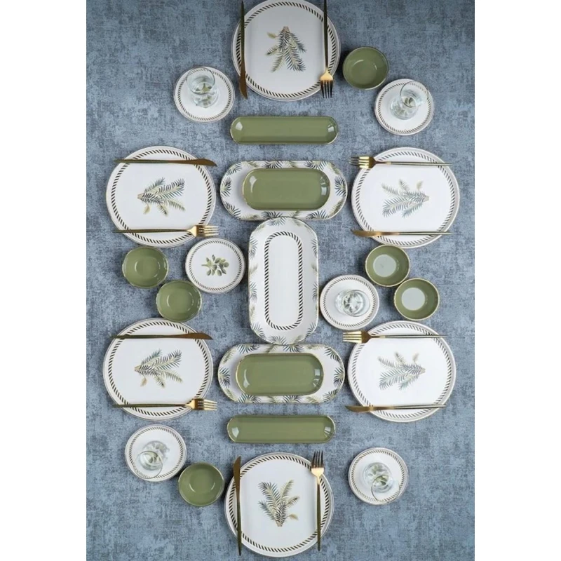 Десертный сервиз Acar Vegas, 31 предметов, 6 персон, керамика, зеленый/белый Десертный сервиз Acar Vegas, 31 предметов, 6 персон, керамика, зеленый/белый