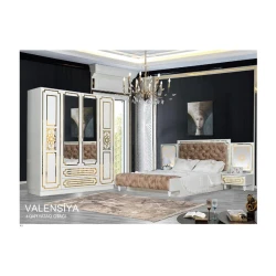 Спальный гарнитур Valensiya 4, белый, Ламинат Спальный гарнитур Valensiya 4, белый, Ламинат