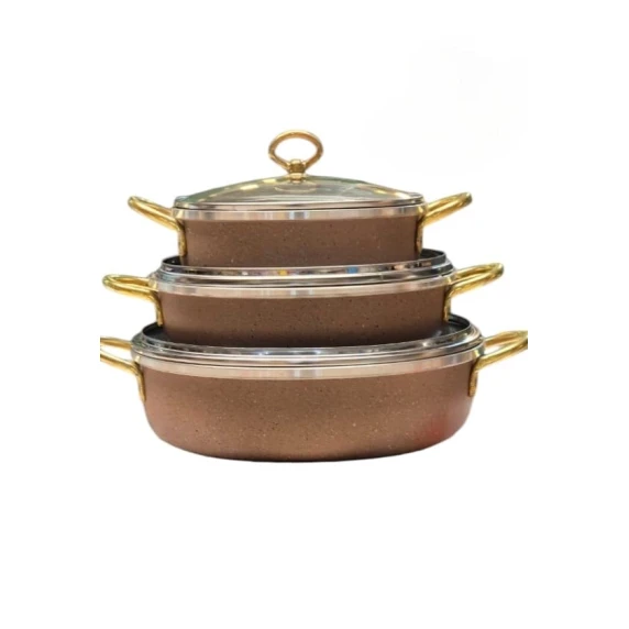 Набор кастрюль VIP SHA-00004393, гранит, коричневый, 20/24/28 см Набор кастрюль VIP SHA-00004393, гранит, коричневый, 20/24/28 см