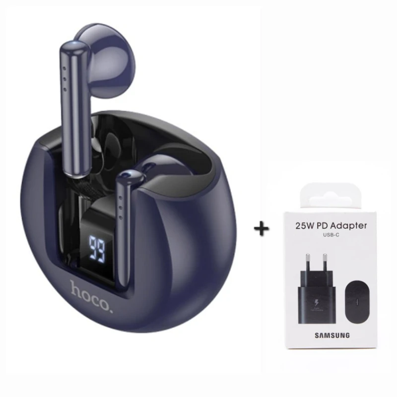 Беспроводные наушники Hoco EW32 Blue + подарок адаптер Samsung PD25W Black Беспроводные наушники Hoco EW32 Blue + подарок адаптер Samsung PD25W Black