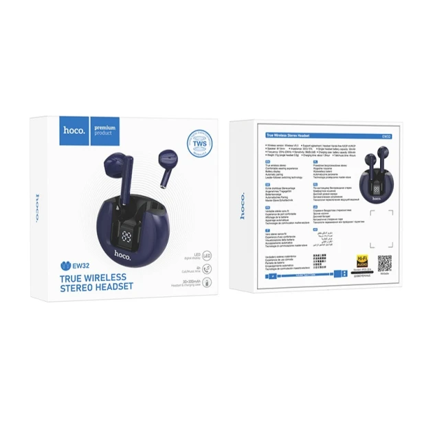 Беспроводные наушники Hoco EW32 Blue + подарок адаптер Samsung PD25W Black Беспроводные наушники Hoco EW32 Blue + подарок адаптер Samsung PD25W Black