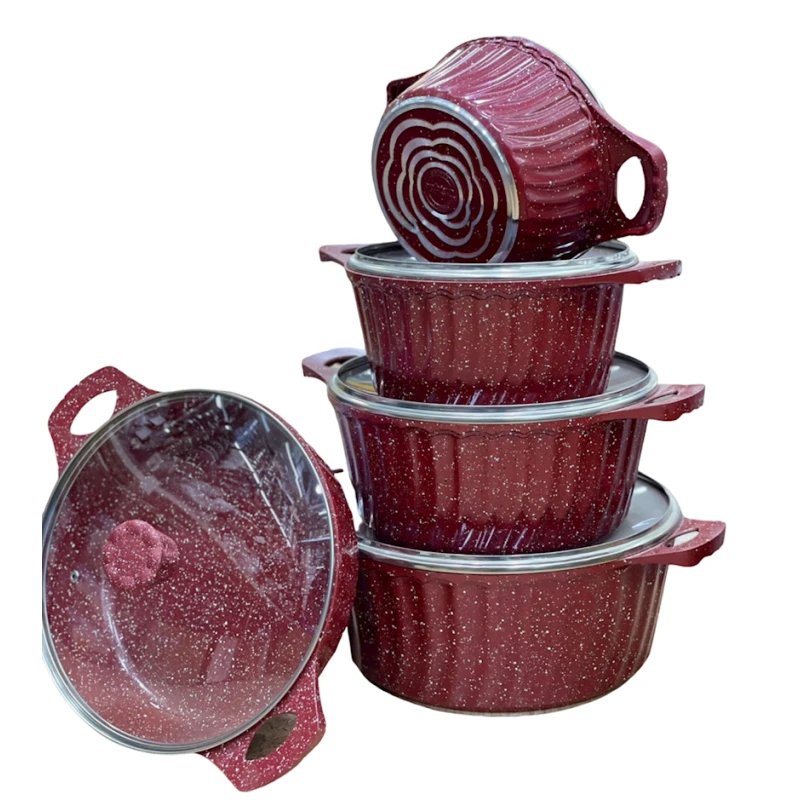 Набор кастрюль Unique, гранит, 20/24/28/28/32 см, 10 предметов, красный Набор кастрюль Unique, гранит, 20/24/28/28/32 см, 10 предметов, красный