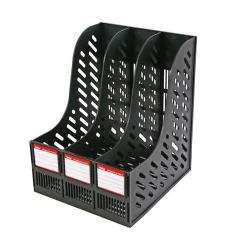 Вертикальный лоток для бумаги Foska, 3 секции, пластик, черный, 23.5x25.5x30.5 см