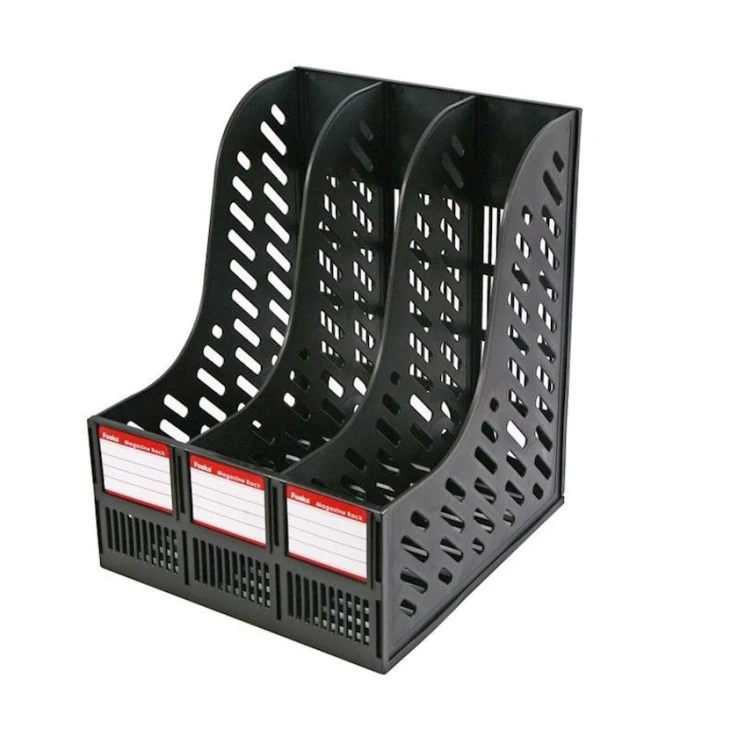Вертикальный лоток для бумаги Foska, 3 секции, пластик, черный, 23.5x25.5x30.5 см Вертикальный лоток для бумаги Foska, 3 секции, пластик, черный, 23.5x25.5x30.5 см
