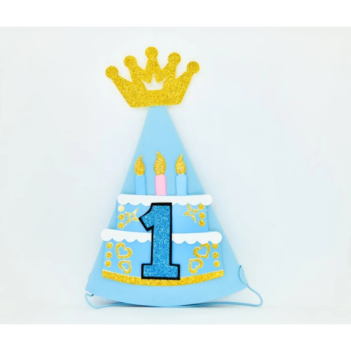 Шляпа для десткого дня рождения 1, голубая Шляпа для десткого дня рождения 1, голубая