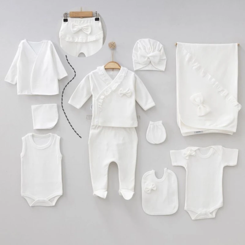 Hədiyyə dəsti qız üçün 584ZP, 0-3 ay, 10 parça, ağ