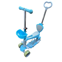 Uşaqlar üçün samokat 0077, üçtəkərli, transformer, mavi