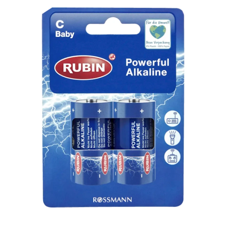 Батарейки Rubin C Baby Powerful Alkaline, 2 шт Батарейки Rubin C Baby Powerful Alkaline, 2 шт