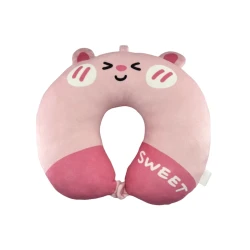 Подушка для шеи Miniso Animal Bunny, полиэстер/эластан, розовая, 28x30x6.5 см