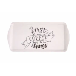 Поднос Porland Be Happy 04STY007512, белый/черный, 37 см Поднос Porland Be Happy 04STY007512, белый/черный, 37 см