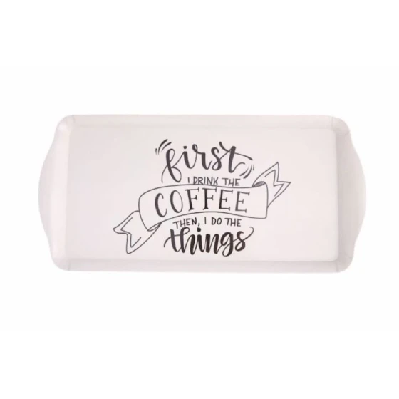 Поднос Porland Be Happy 04STY007512, белый/черный, 37 см Поднос Porland Be Happy 04STY007512, белый/черный, 37 см