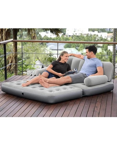 Şişmə divan, PVC, boz, 188x152x64 sm