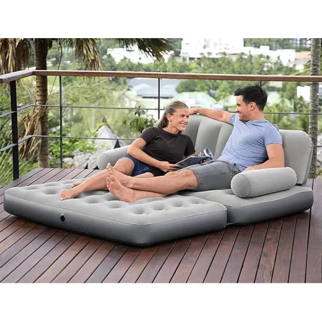Надувной диван, ПВХ, серый, 188х152х64 см Надувной диван, ПВХ, серый, 188х152х64 см