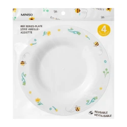 Тарелка Miniso Bee Series круглая, 19 см, белая, 4 шт Тарелка Miniso Bee Series круглая, 19 см, белая, 4 шт
