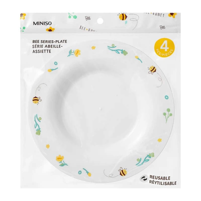 Тарелка Miniso Bee Series круглая, 19 см, белая, 4 шт Тарелка Miniso Bee Series круглая, 19 см, белая, 4 шт