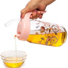 Yağ qabı, şüşə, çəhrayı, 660 ml, qulplu, qapaqlı - nh_2fggbj