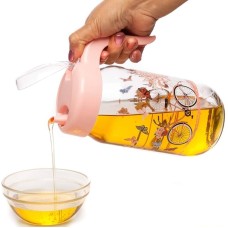 Yağ qabı, şüşə, çəhrayı, 660 ml, qulplu, qapaqlı - nh_2fggbj