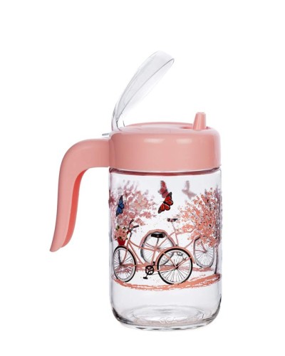 Yağ qabı, şüşə, çəhrayı, 660 ml, qulplu, qapaqlı - nh_2fggbj
