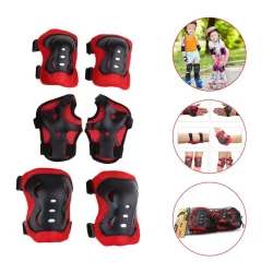 Детский набор защиты для роликов, черный/красный, 6 шт Детский набор защиты для роликов, черный/красный, 6 шт