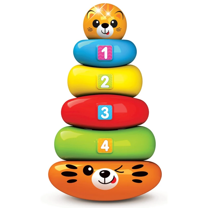 Пирамидка-неваляшка Азбукварик Тигрёнок, музыкальный, 11.8х20.8 см