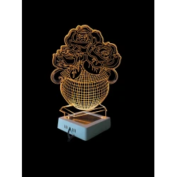 3D лампа 3d lights Цветы В Вазе, оранжевый, 19х32 см