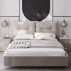 Двуспальная кровать Art_ikili_yataq (200) 43, ламинат, бежевая, 200x200x120 см