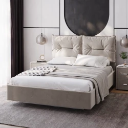 Двуспальная кровать Art_ikili_yataq (200) 43, ламинат, бежевая, 200x200x120 см