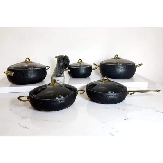 Набор посуды Öncü maxi-sweet-164681752551, гранит, черный Набор посуды Öncü maxi-sweet-164681752551, гранит, черный